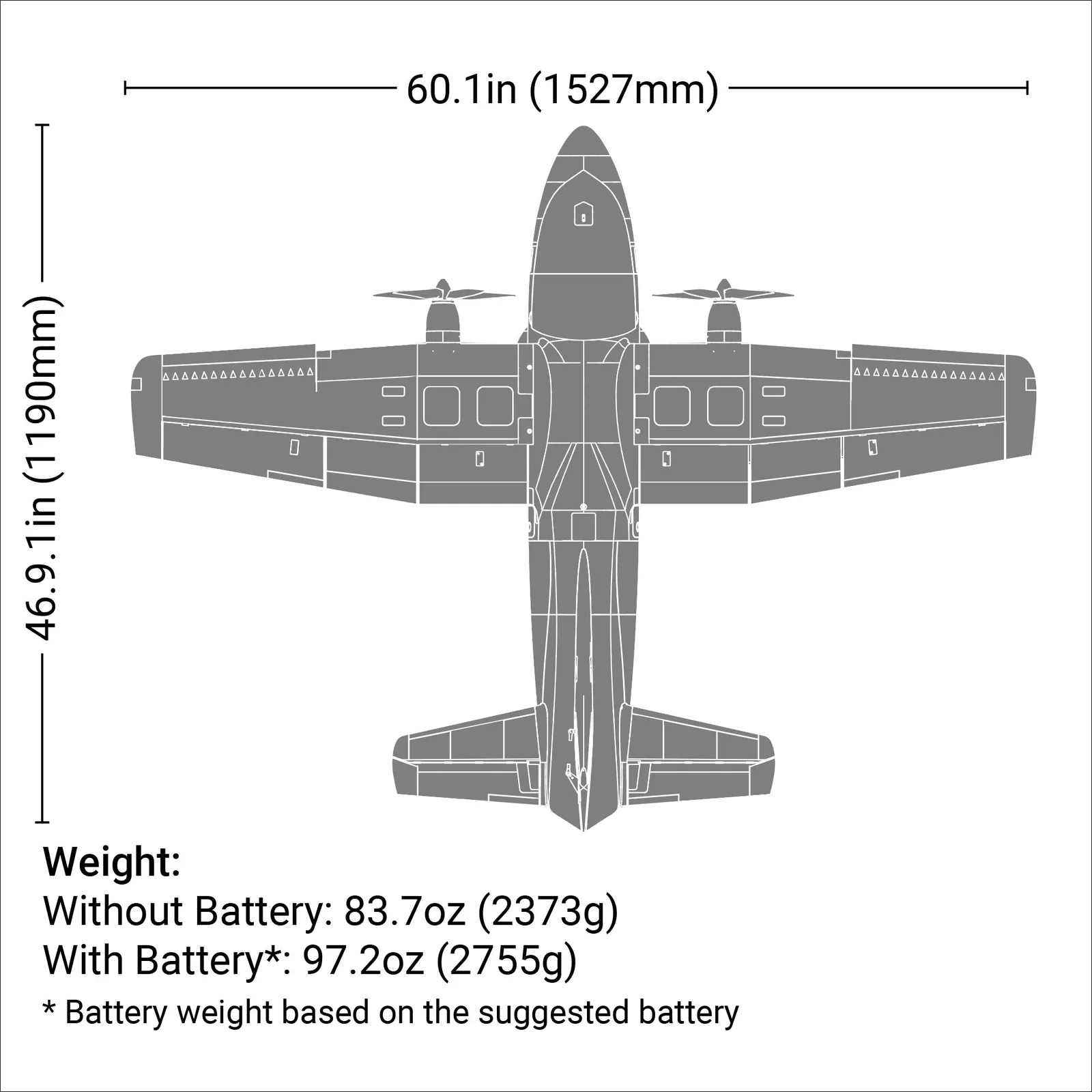 מידות ומשקל — EC-1500 Twin 1.5m PNP