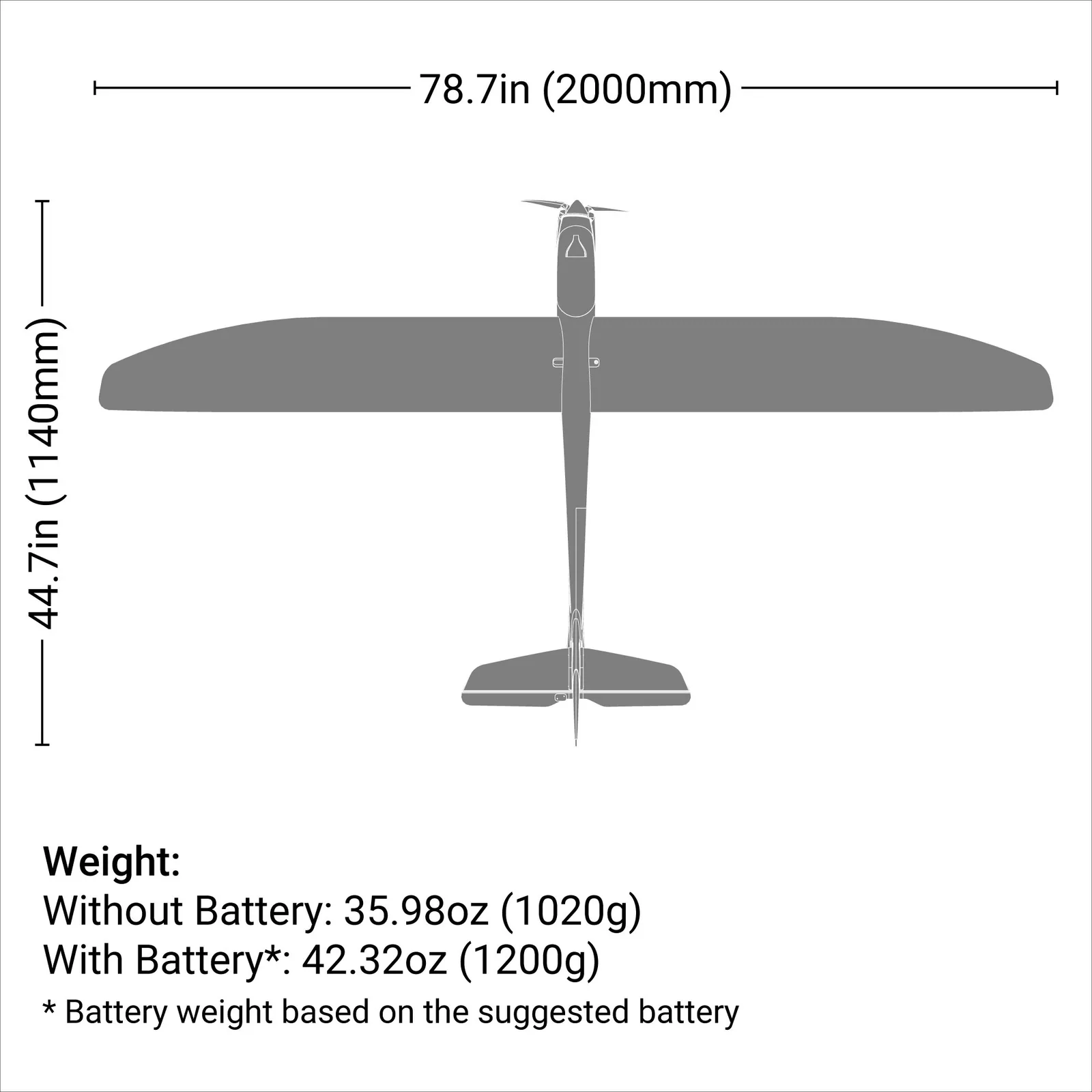 מידות ומשקל — Night Radian 2.0m BNF Basic