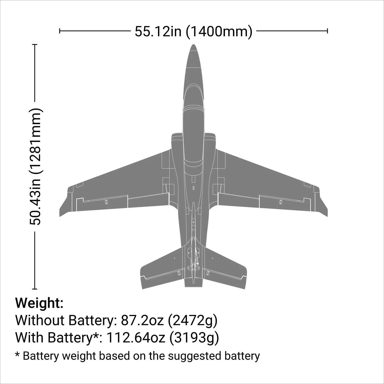 מידות ומשקל — Viper 90mm EDF Jet BNF Basic with AS3X and SAFE Select