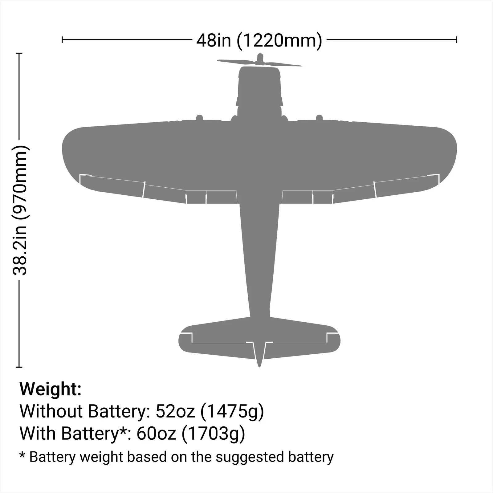 מידות ומשקל — F4U-4 Corsair 1.2m PNP