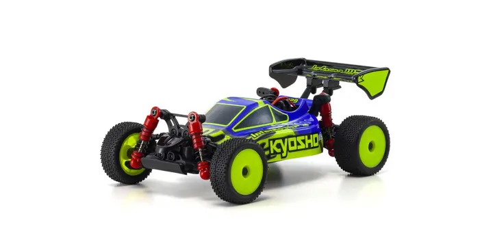 Kyosho 1/28 Inferno MP9 Mini-Z 4x4 Off-Road Buggy RTR, Blue/Yellow